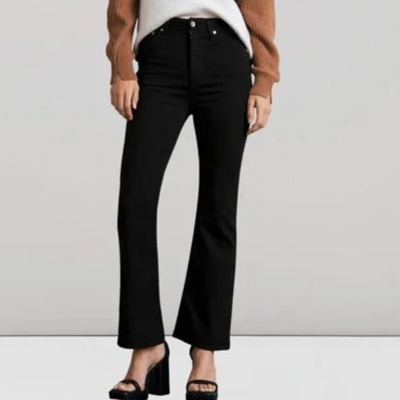 NEW! RAG & BONE CASEY HIGH RISE ANKLE FLARE JEANS BLACK STRETCH DENIM sz 25 - Picture 1 of 7